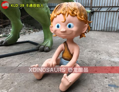 玻璃钢卡通原始人雕塑