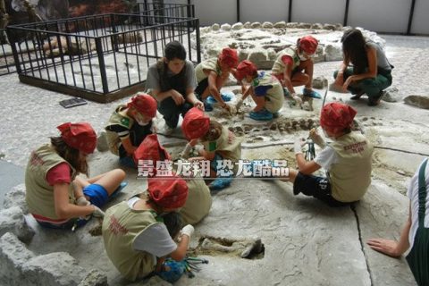 玻璃钢恐龙骨架挖掘现场